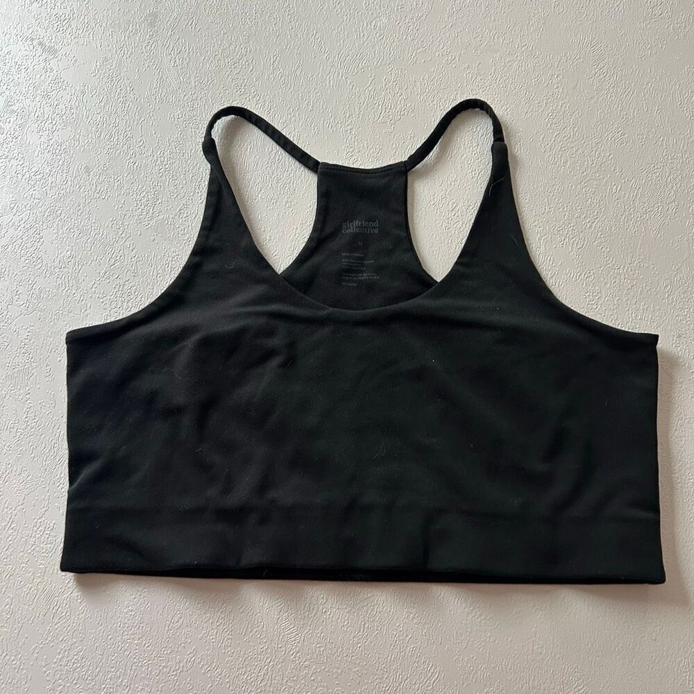 Girlfriend Collective Paloma Racerback Sports Bra Black Size Medium | Sustainabl
